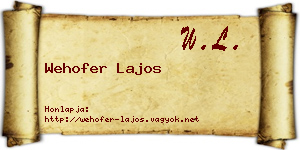 Wehofer Lajos névjegykártya
